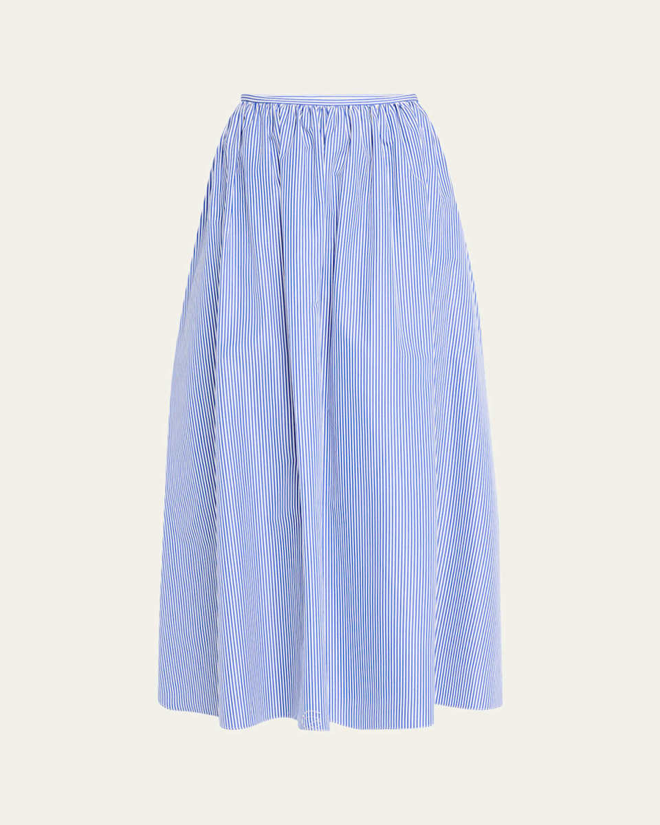 Gathered-Waist Striped Skirt